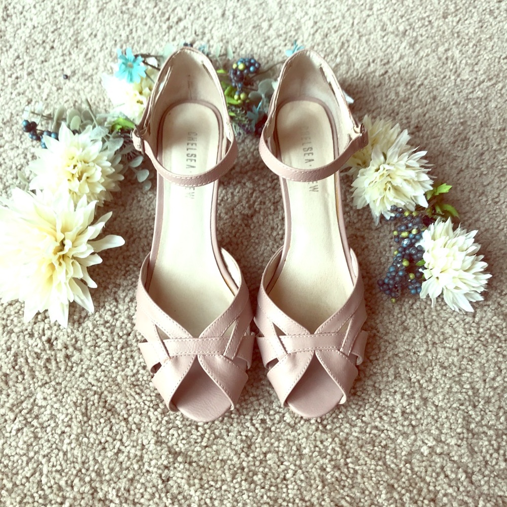 Chelsea Crew pink taupe open toed Heel Size 10